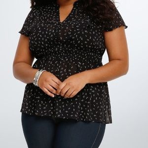 Torrid Chiffon Smocked Blouse